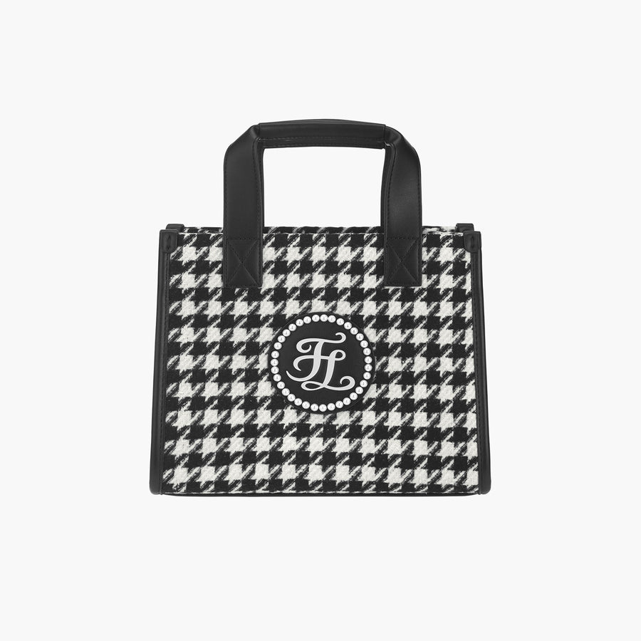 HOUNDSTOOTH SQUARE TOTE BAG