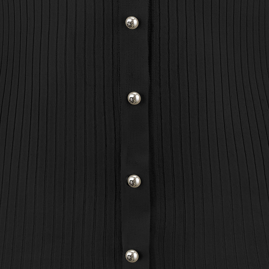 RIBBED FRILL CARDIGAN