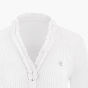 RIBBED FRILL CARDIGAN