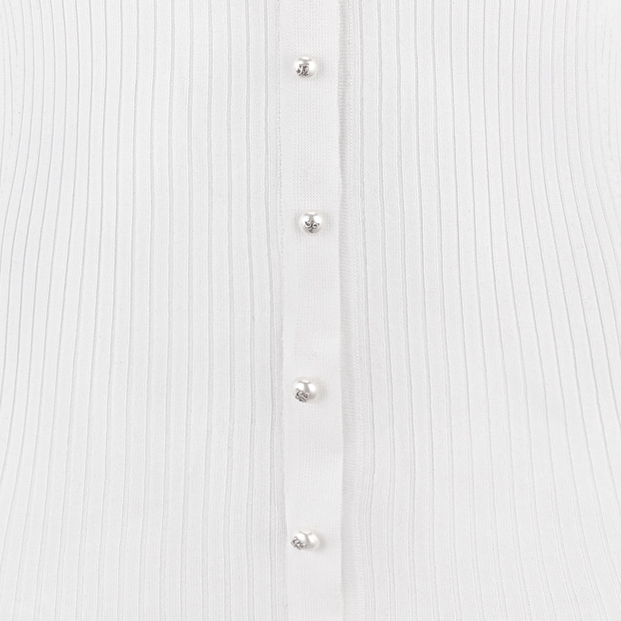 RIBBED FRILL CARDIGAN