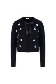 FLOWER JACQUARD OPEN CARDIGAN