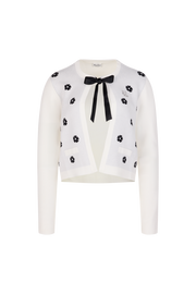 FLOWER JACQUARD OPEN CARDIGAN