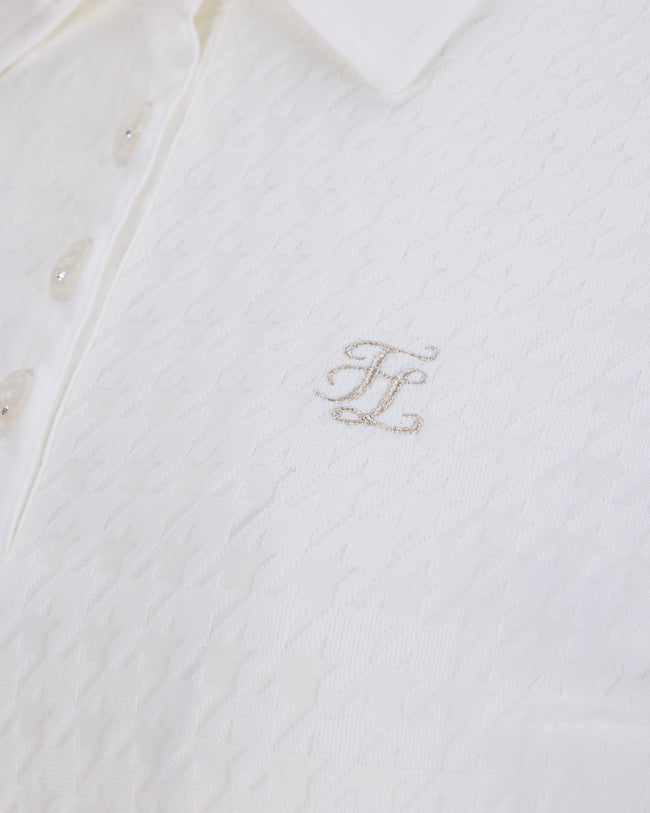 HOUNDSTOOTH JACQUARD COLLAR T-SHIRT