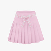 HIGH-WAIST RIBBON SET PLEATED SKIRT