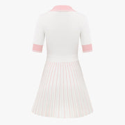 PLEATS THREE QUARTER KNIT DRESS