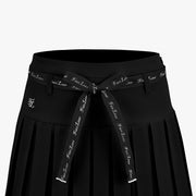 RIBBON BELT HIGH-WAIST DOUBLE PLEATED SKIRT