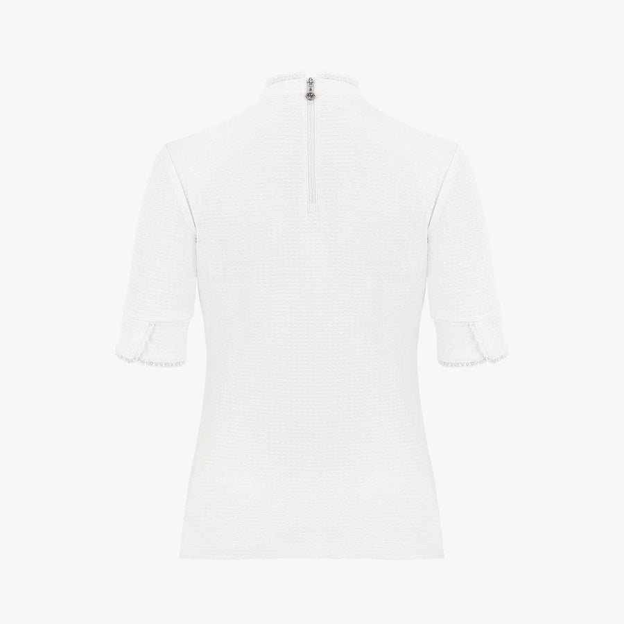 FRILL HIGH NECK 3/4 SLEEVE T-SHIRT