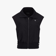BACK SHIRRING ZIP-UP VEST