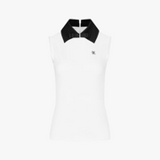 BIG COLLAR RIBBON SLEEVELESS T-SHIRT