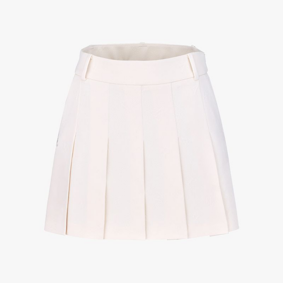 LETTERING JACQUARD PLEATED SKIRT