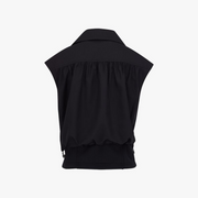 BACK SHIRRING ZIP-UP VEST