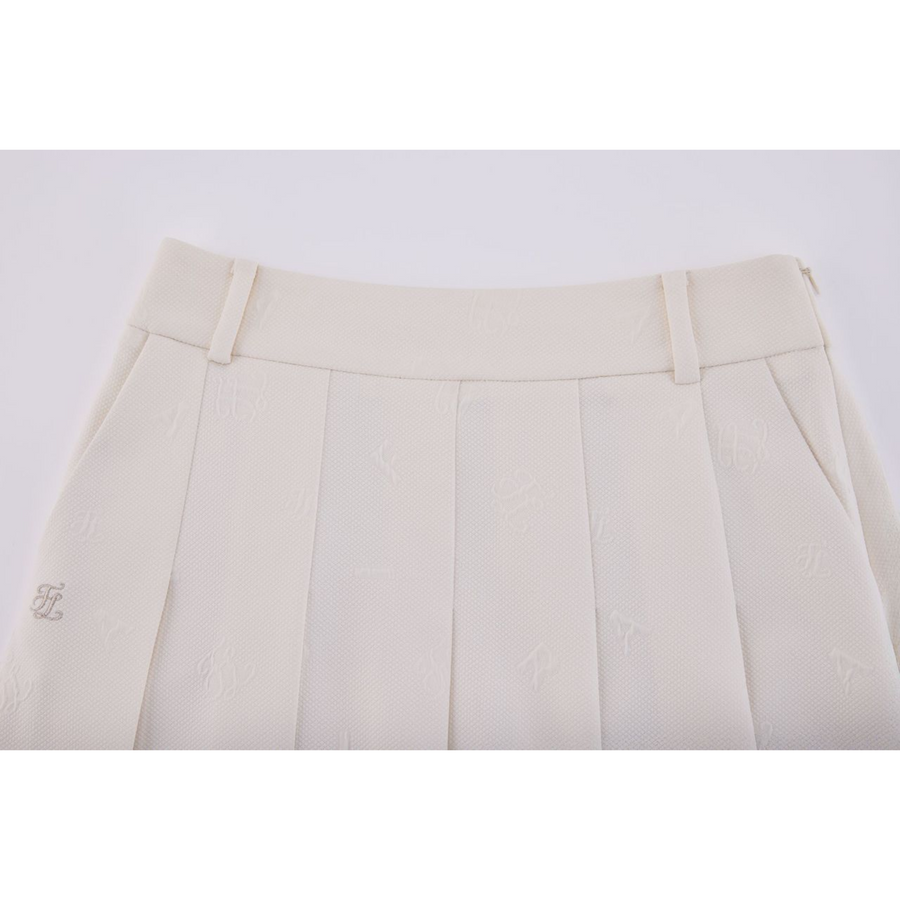 LETTERING JACQUARD PLEATED SKIRT