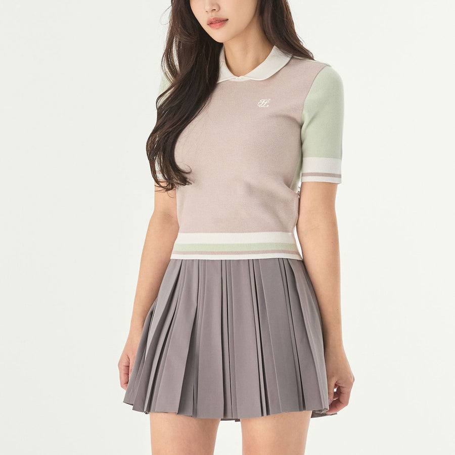DOUBLE PLEATED BAND SKIRT