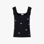 SQUARE NECK PEARL RIBBON VEST