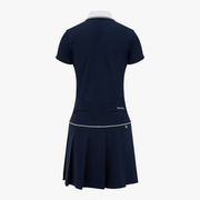 COLLAR PLEATED ZIP-UP DRESS