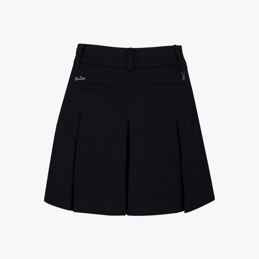 LETTERING JACQUARD PLEATED SKIRT