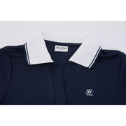COLLAR PLEATED ZIP-UP DRESS