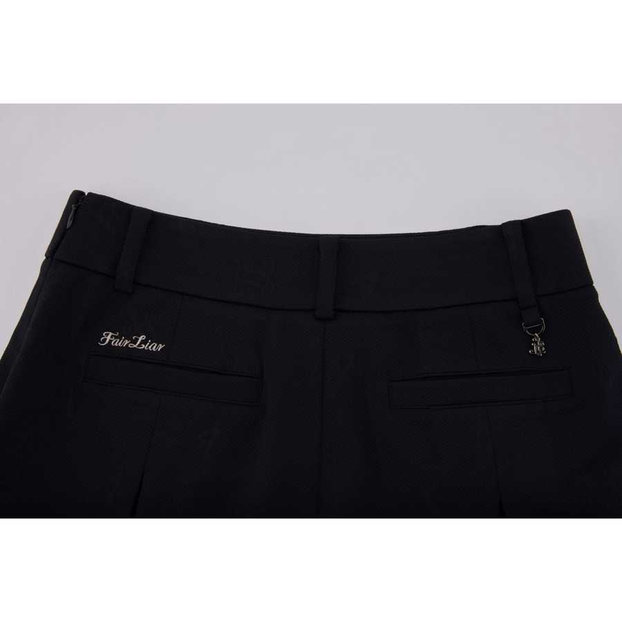 LETTERING JACQUARD PLEATED SKIRT