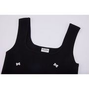 SQUARE NECK PEARL RIBBON VEST