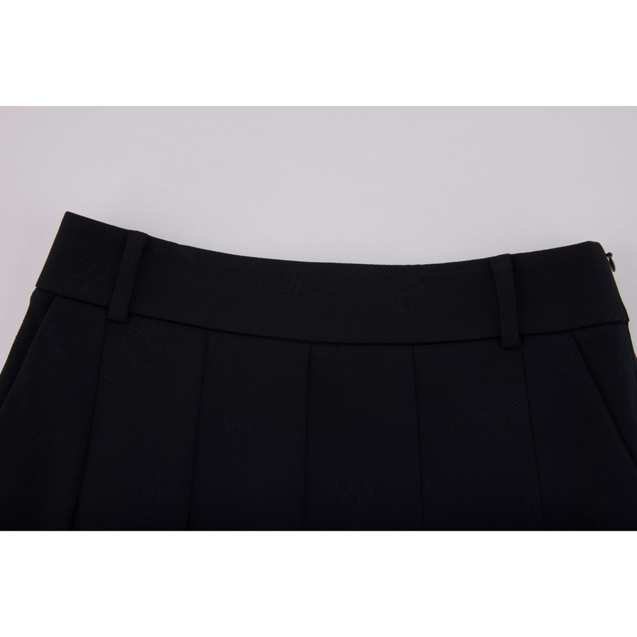LETTERING JACQUARD PLEATED SKIRT