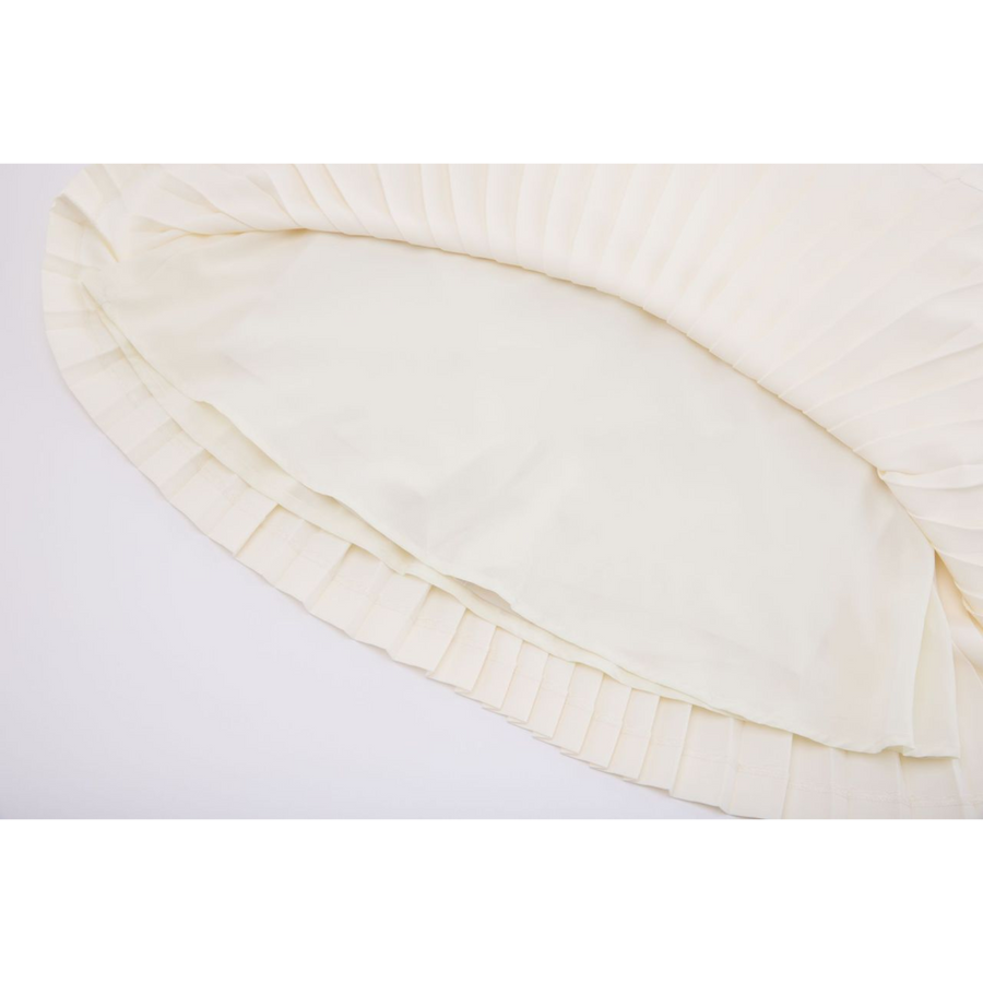 SILK TWIST FLARE PLEATS SKIRT