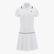 COLLAR PLEATED ZIP-UP DRESS