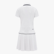 COLLAR PLEATED ZIP-UP DRESS