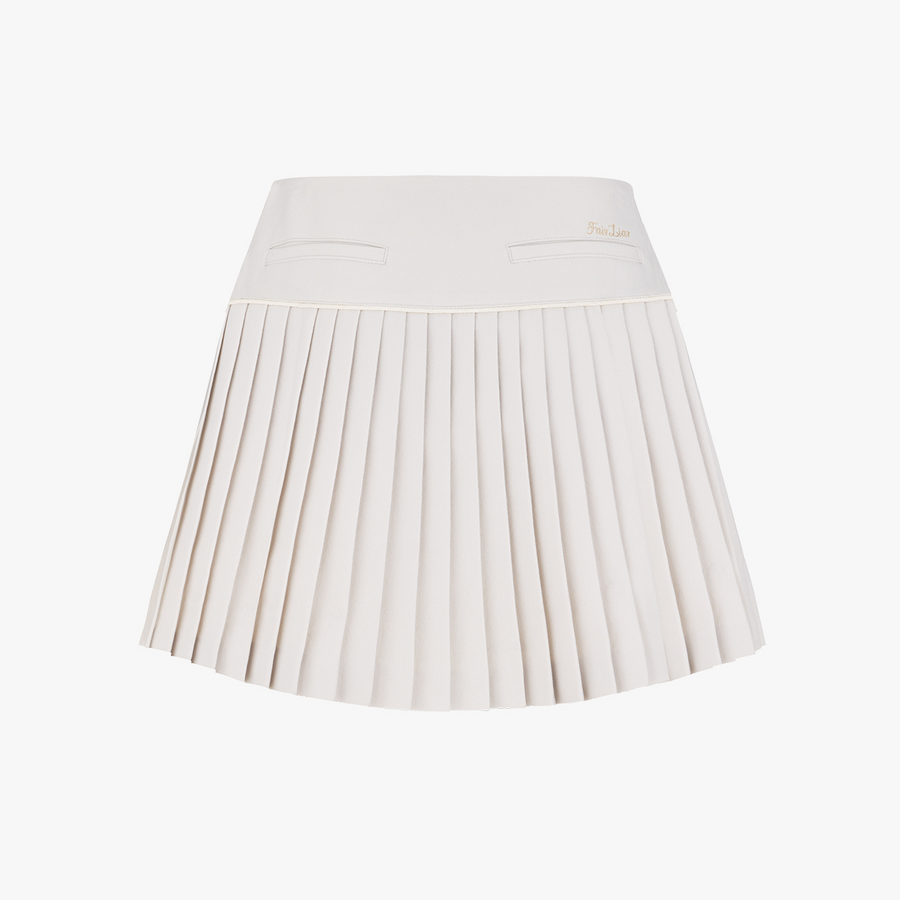 PEARL LOGO FLARED PLEATS SKIRT