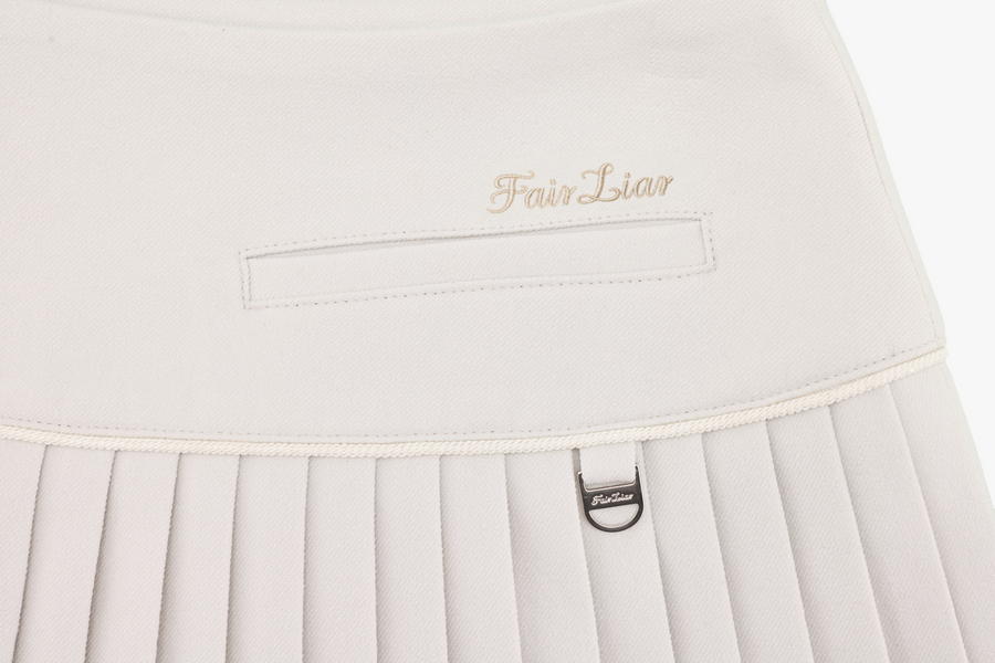 PEARL LOGO FLARED PLEATS SKIRT