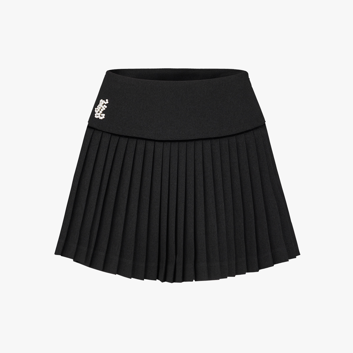 PEARL LOGO FLARED PLEATS SKIRT