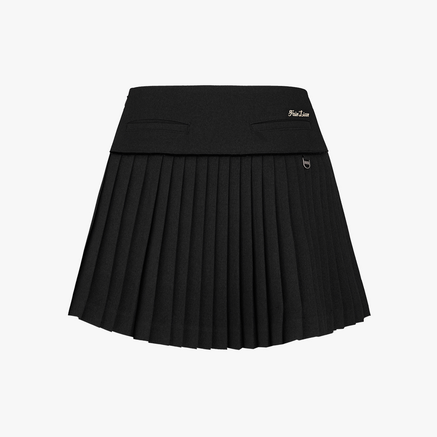 PEARL LOGO FLARED PLEATS SKIRT