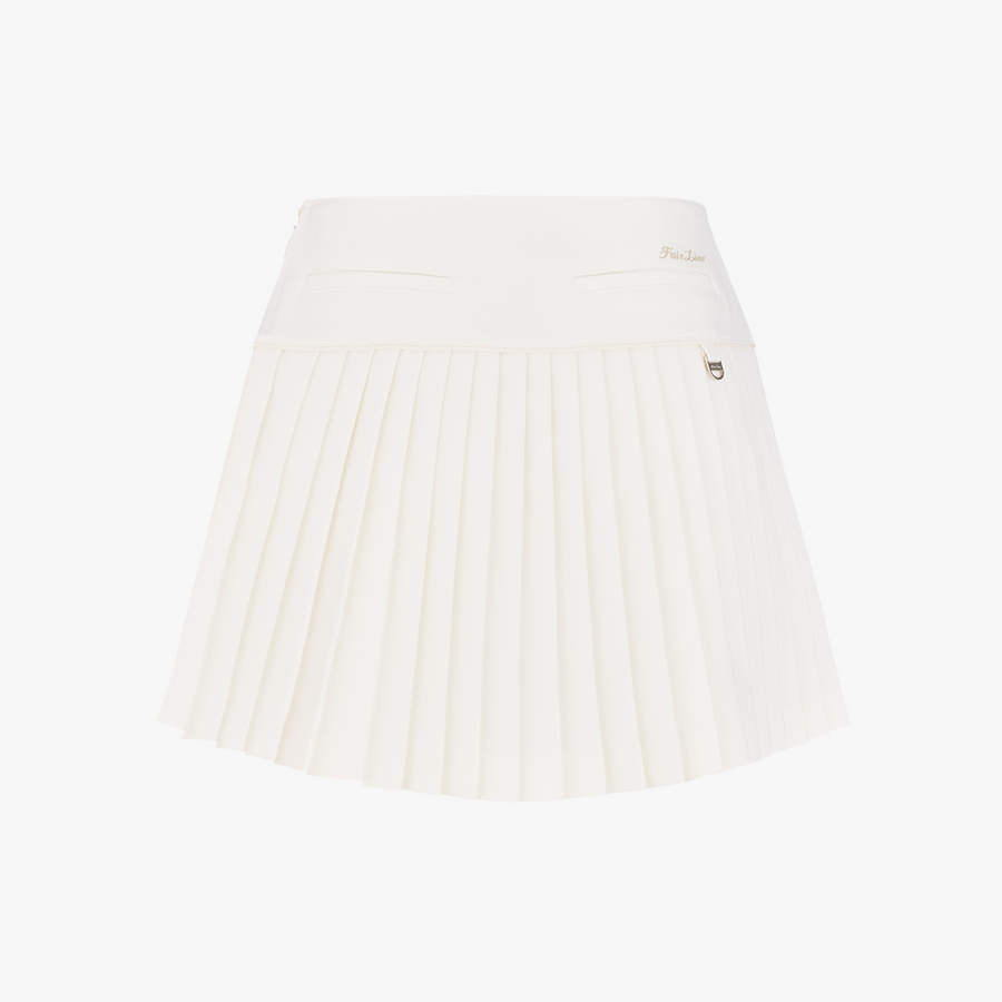 PEARL LOGO FLARED PLEATS SKIRT