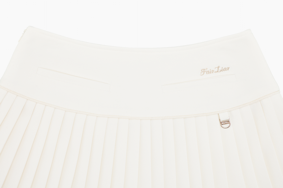 PEARL LOGO FLARED PLEATS SKIRT
