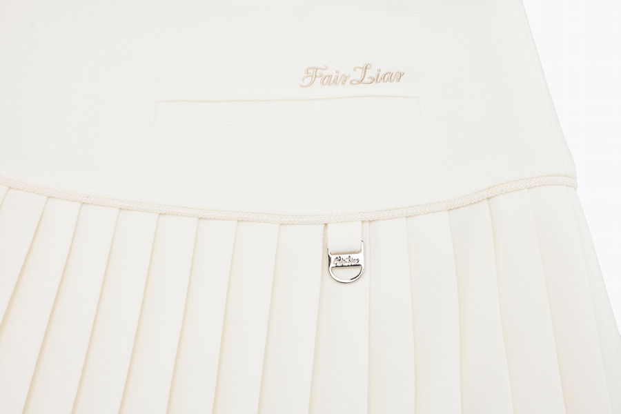 PEARL LOGO FLARED PLEATS SKIRT