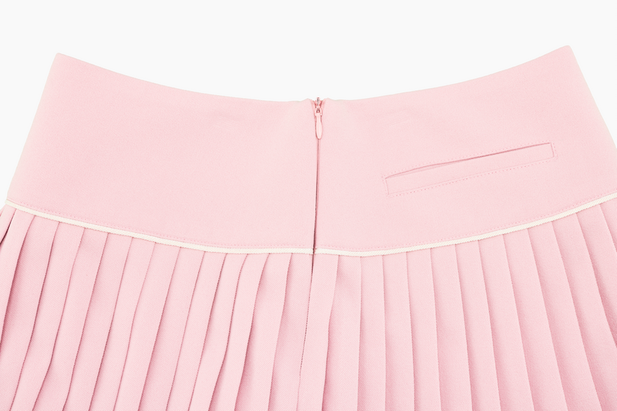 PEARL LOGO FLARED PLEATS SKIRT