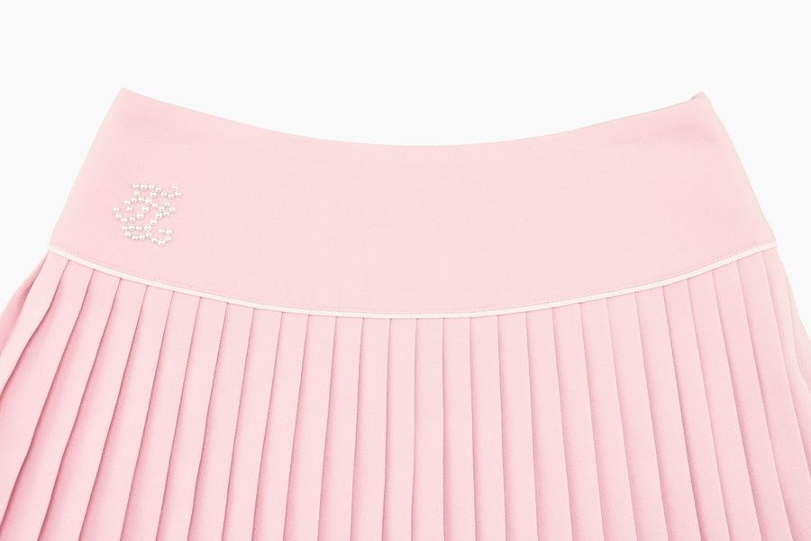 PEARL LOGO FLARED PLEATS SKIRT