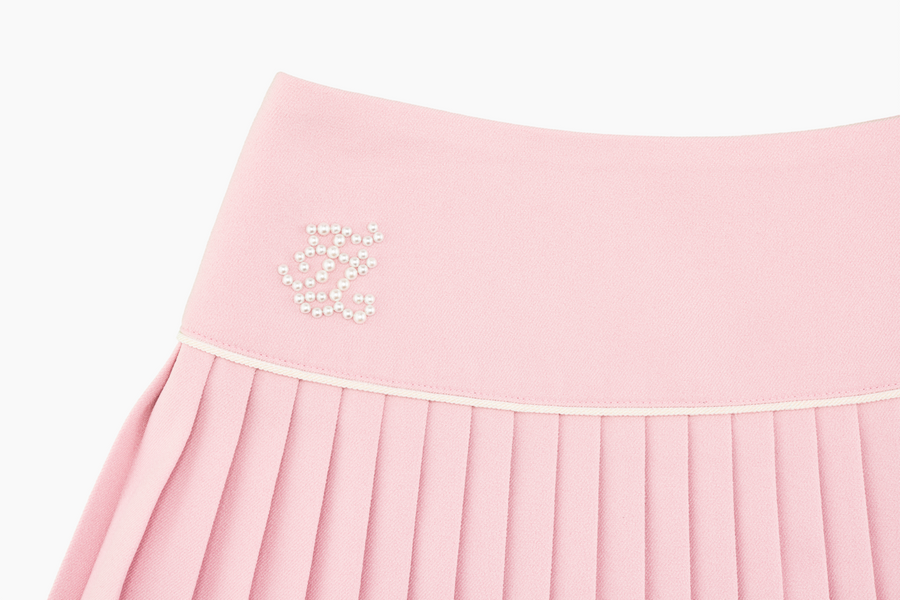 PEARL LOGO FLARED PLEATS SKIRT