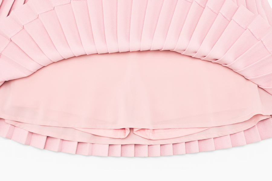 PEARL LOGO FLARED PLEATS SKIRT
