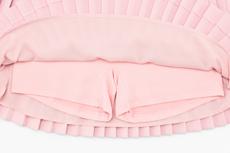 PEARL LOGO FLARED PLEATS SKIRT