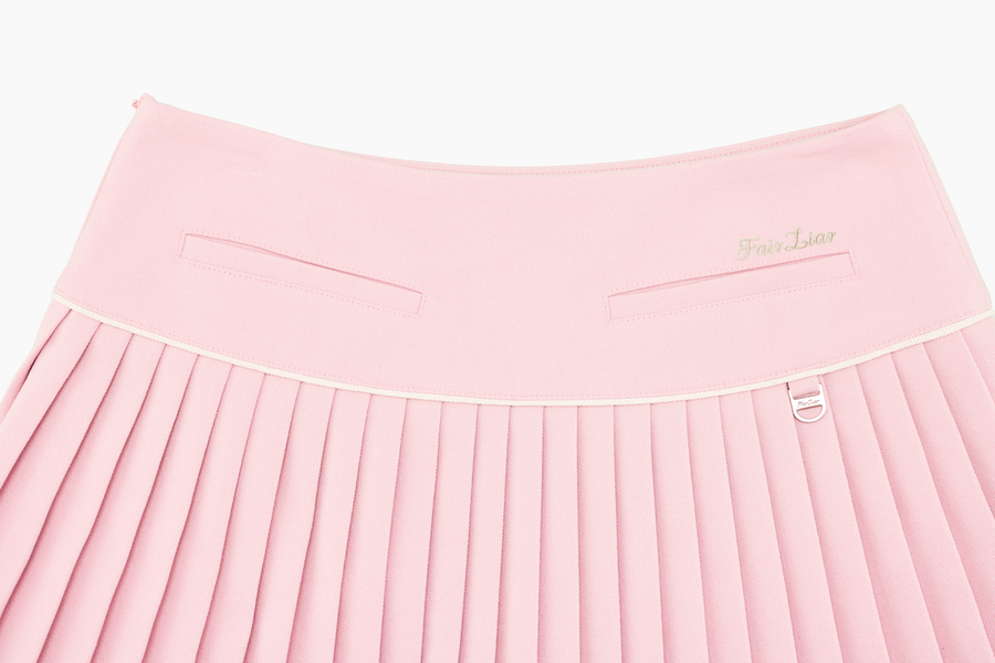 PEARL LOGO FLARED PLEATS SKIRT