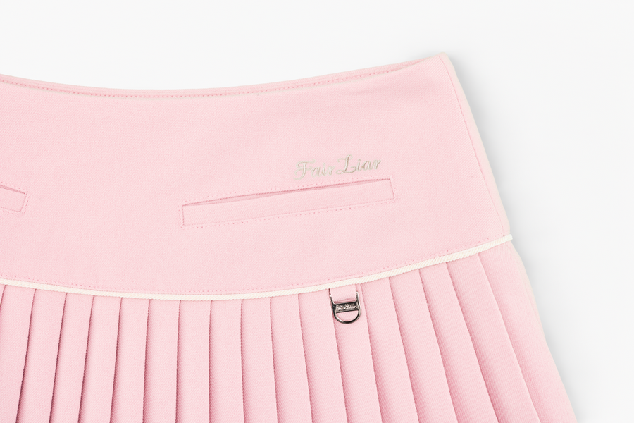PEARL LOGO FLARED PLEATS SKIRT