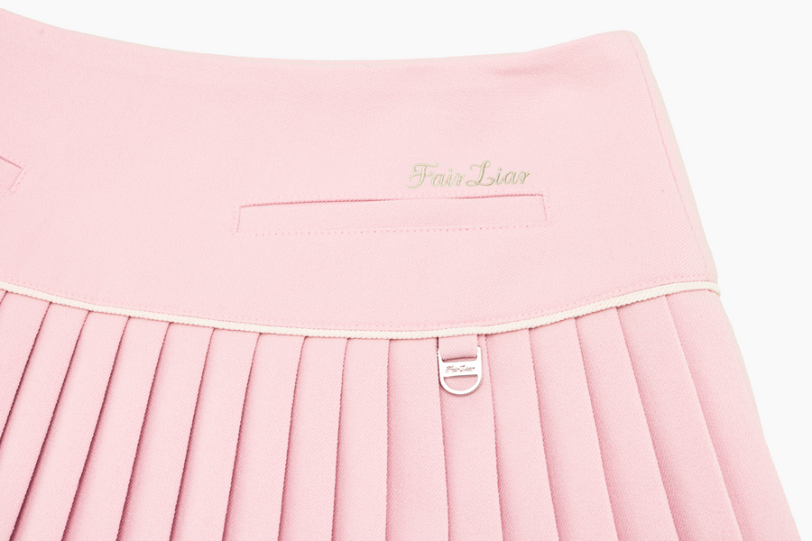 PEARL LOGO FLARED PLEATS SKIRT
