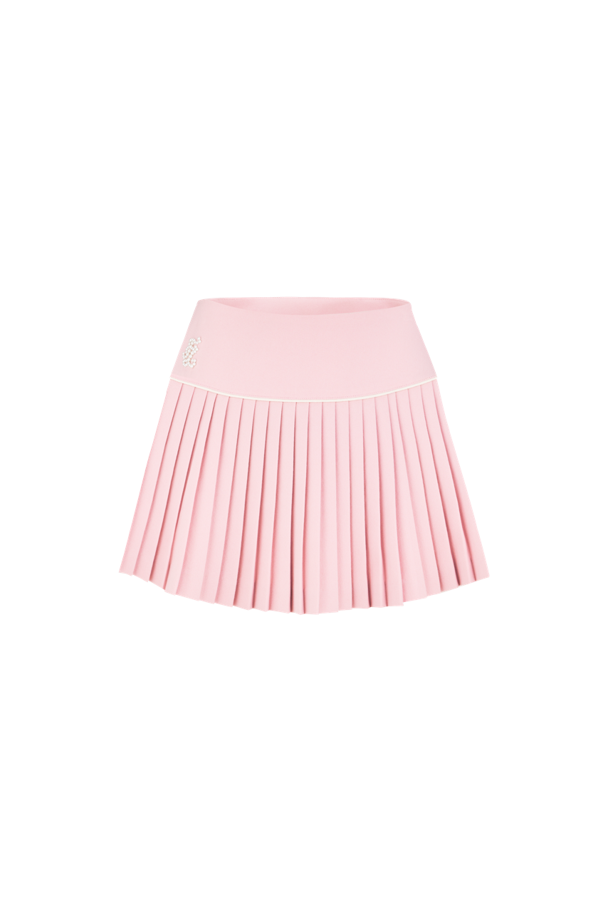 PEARL LOGO FLARED PLEATS SKIRT