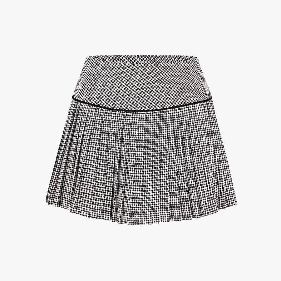 CRYSTAL LOGO FLARED PLEATS SKIRT
