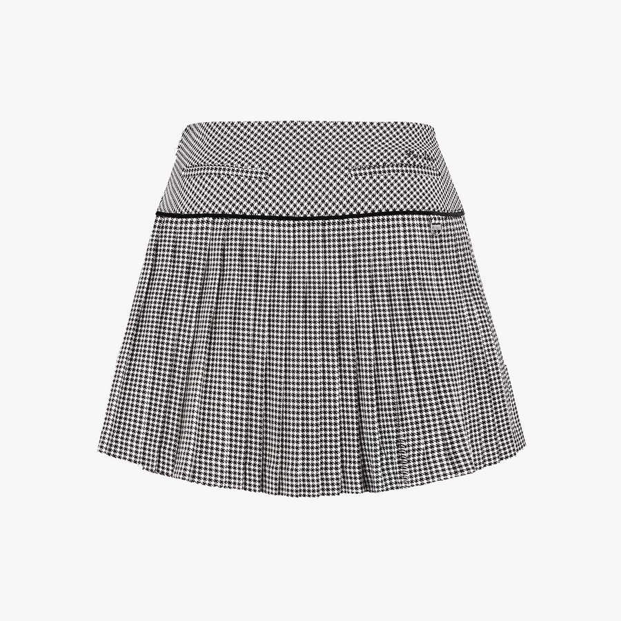 CRYSTAL LOGO FLARED PLEATS SKIRT