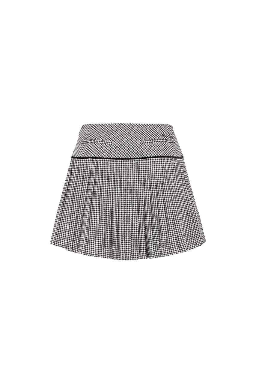 CRYSTAL LOGO FLARED PLEATS SKIRT