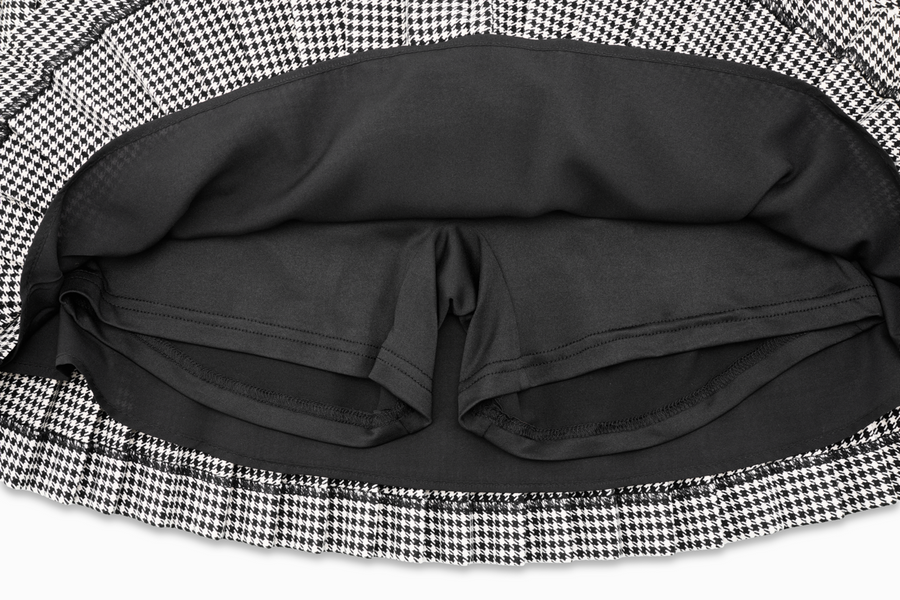 CRYSTAL LOGO FLARED PLEATS SKIRT