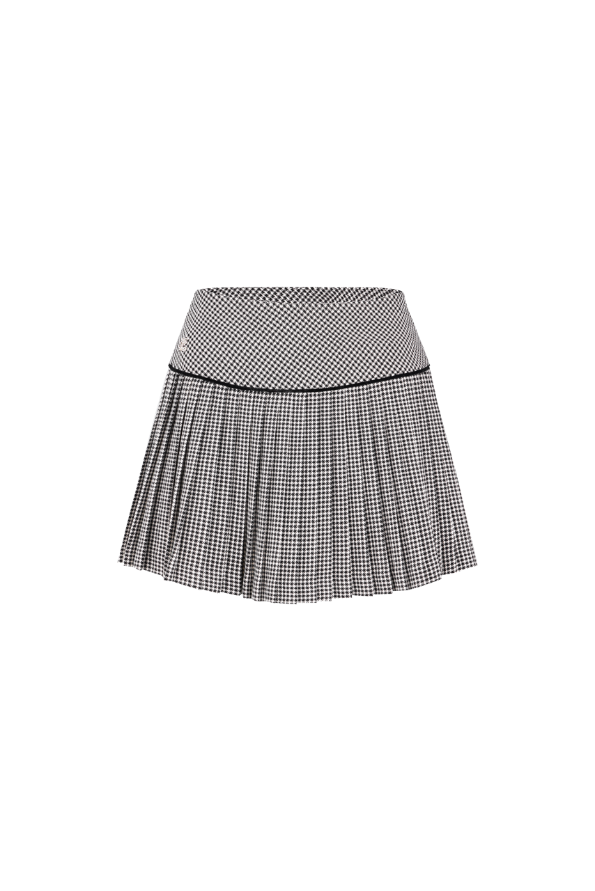 CRYSTAL LOGO FLARED PLEATS SKIRT