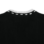 RUFFLED V-NECK CARDIGAN