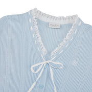 RUFFLED V-NECK CARDIGAN